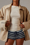 simple-stripe-drawstring-low-waist-shorts