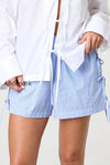 casual-stripe-solid-drawstring-shorts