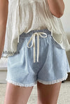 striped-raw-hem-denim-shorts