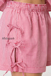 casual-stripe-solid-drawstring-shorts
