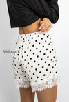 polka-dot-lace-splice-casual-shorts