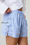 casual-stripe-solid-drawstring-shorts